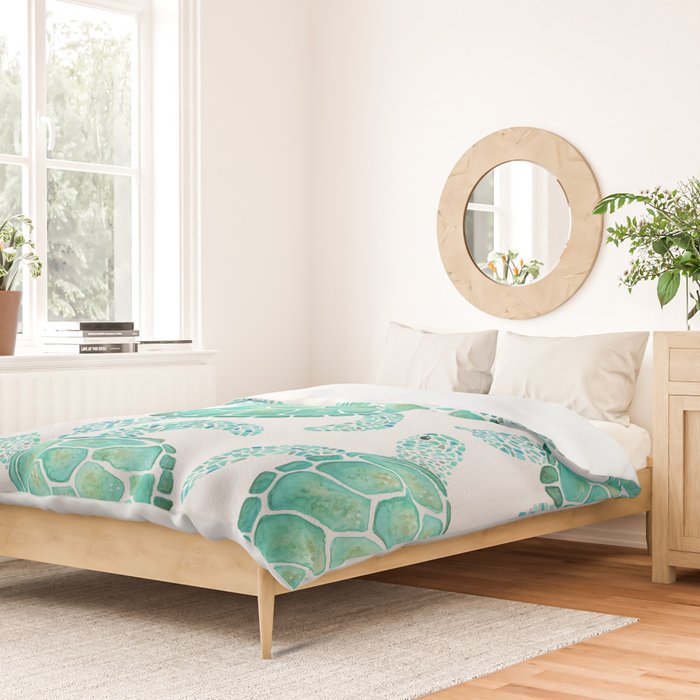 Sea Turtle Pattern - Blue Duvet Cover Gallery Image 2