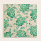 Sea Turtle Pattern - Blue Wood Wall Art Gallery Image 1