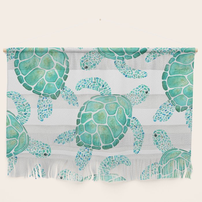 Sea Turtle Pattern - Blue Wall Hanging Gallery Image 1