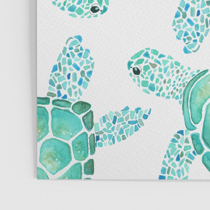 Sea Turtle Pattern - Blue Poster Gallery Image 3