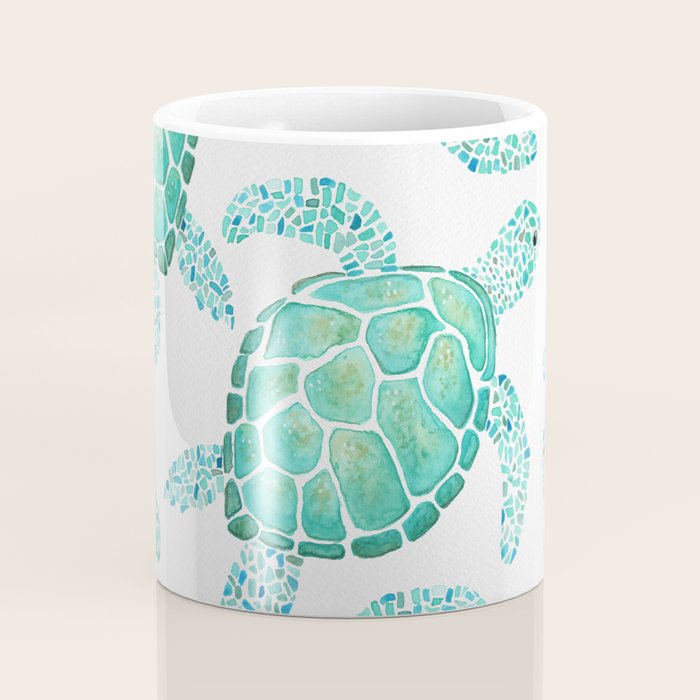 Sea Turtle Pattern - Blue Coffee Mug Gallery Image 4