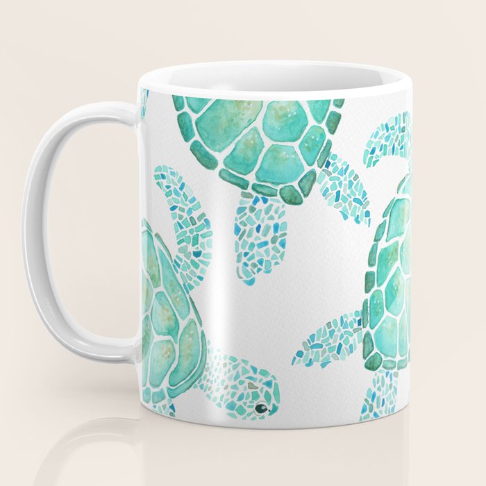 Sea Turtle Pattern - Blue Coffee Mug Gallery Image 3