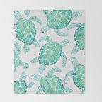 Sea Turtle Pattern - Blue Throw Blanket Gallery Image 2