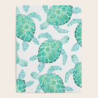 Sea Turtle Pattern - Blue Poster Gallery Image 4