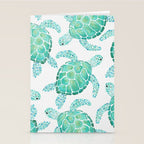 Sea Turtle Pattern - Blue Stationery Card Gallery Image 2