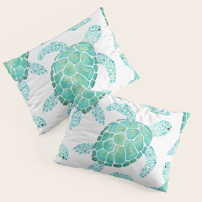 Sea Turtle Pattern - Blue Pillow Sham Gallery Image 3