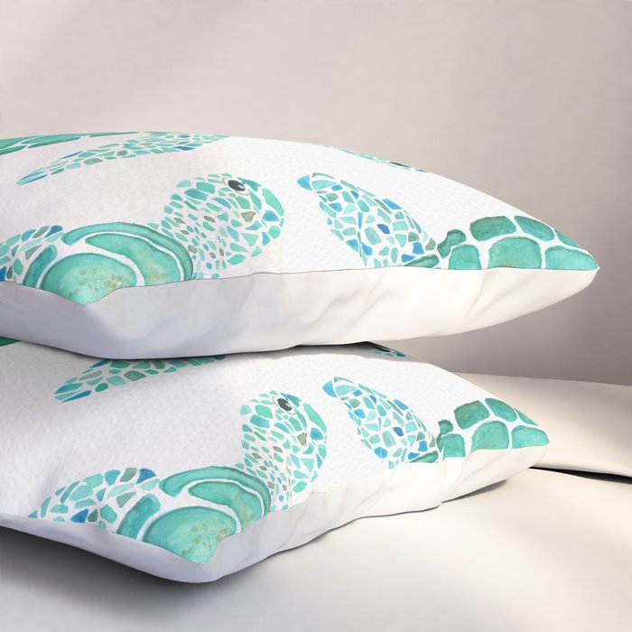 Sea Turtle Pattern - Blue Pillow Sham Gallery Image 3