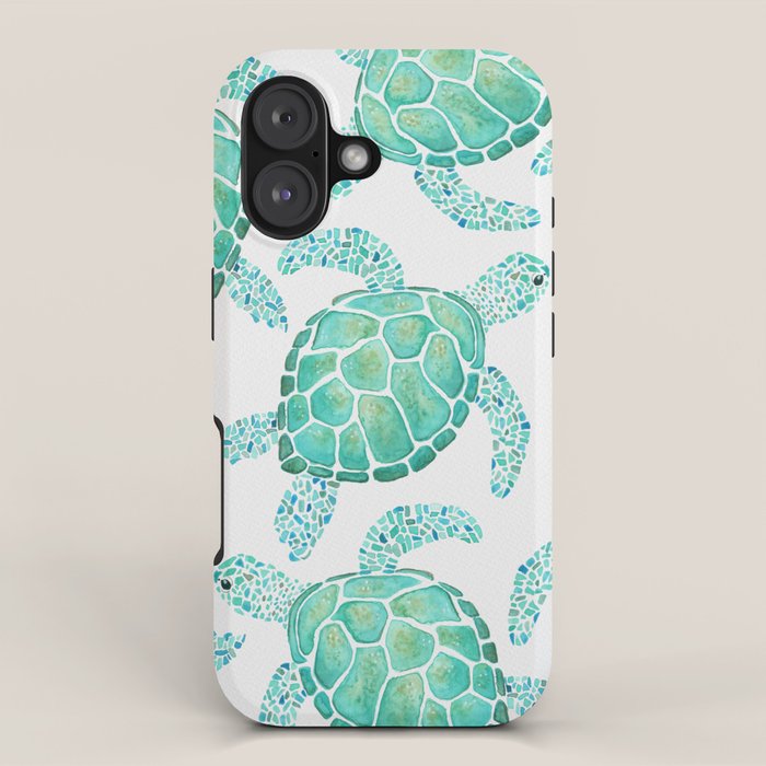 Sea Turtle Pattern - Blue iPhone Case Gallery Image 1