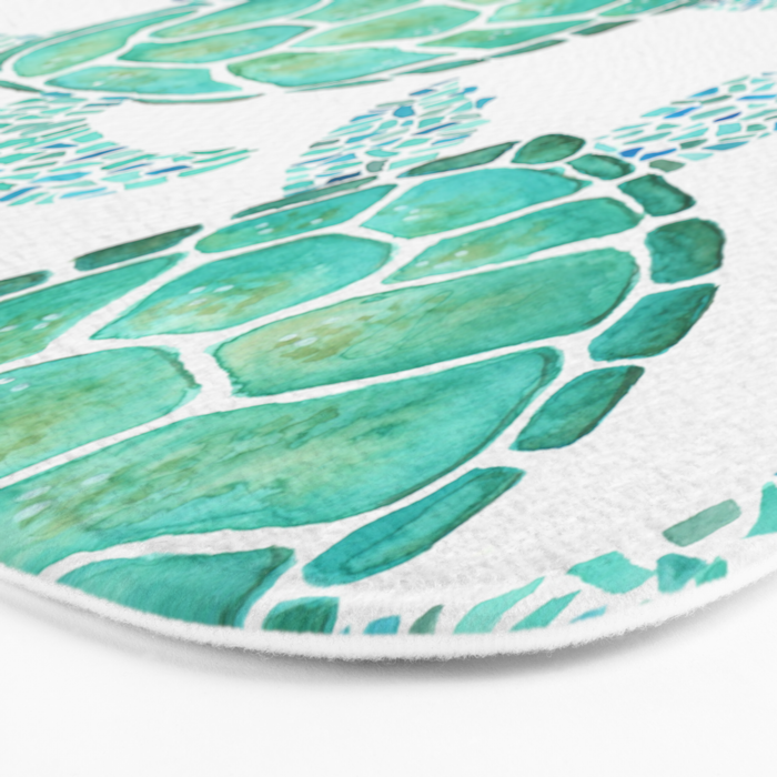 Sea Turtle Pattern - Blue Bath Mat Gallery Image 3