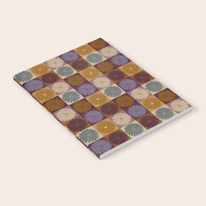 Retro Flowers Check Pattern X Notebook Gallery Image 2