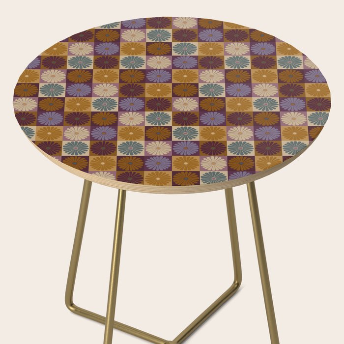 Retro Flowers Check Pattern X Side Table Gallery Image 2