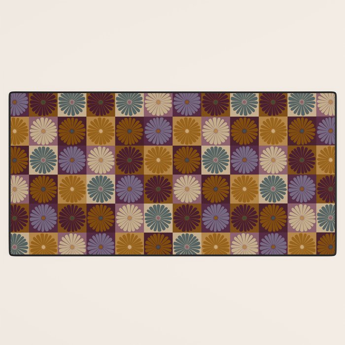 Retro Flowers Check Pattern X Desk Mat Gallery Image 3