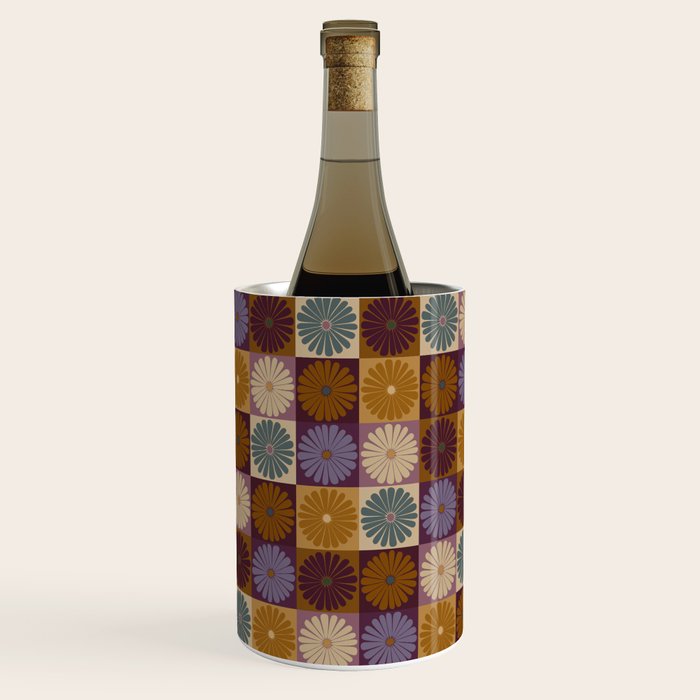 Retro Flowers Check Pattern X Wine Chiller Gallery Image 3