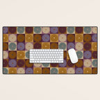 Retro Flowers Check Pattern X Desk Mat Gallery Image 1