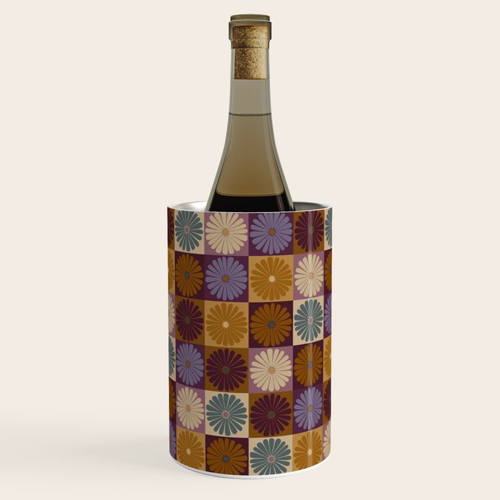 Retro Flowers Check Pattern X Wine Chiller Gallery Image 1