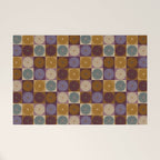Retro Flowers Check Pattern X Welcome Mat Gallery Image 1