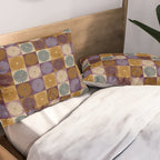 Retro Flowers Check Pattern X Pillow Sham Gallery Image 2