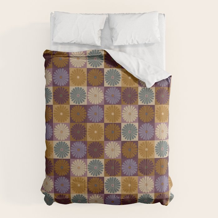 Retro Flowers Check Pattern X Comforter Gallery Image 6