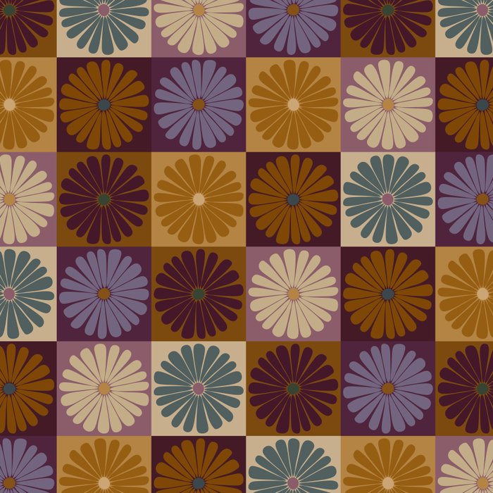 Retro Flowers Check Pattern X Coffee Mug Gallery Image 2