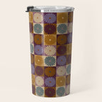 Retro Flowers Check Pattern X Travel Mug Gallery Image 3