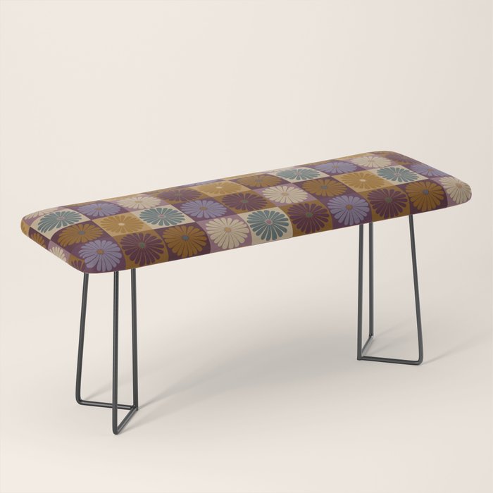 Retro Flowers Check Pattern X Bench Gallery Image 1