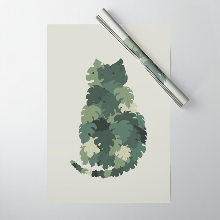 Cat Plants: Meowstera Wrapping Paper Gallery Image 1