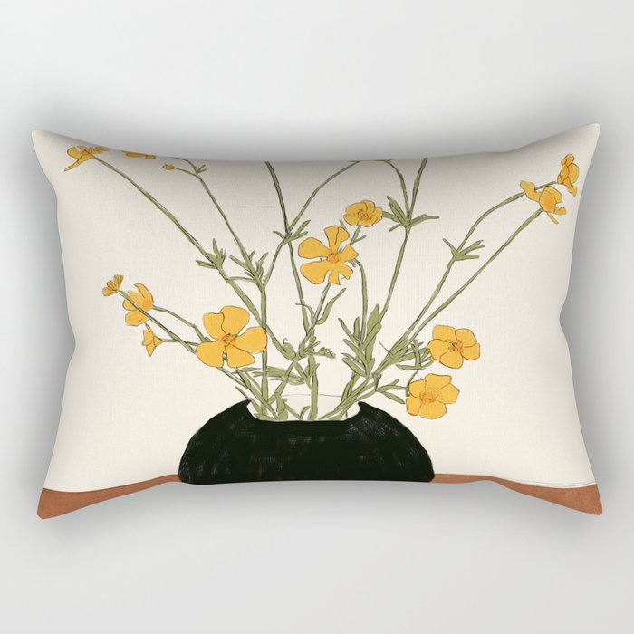 Blooming Wildflowers Yellow 2 Rectangular Pillow Gallery Image 1