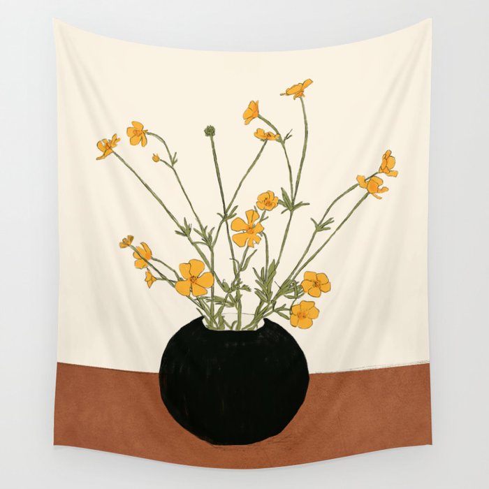 Blooming Wildflowers Yellow 2 Wall Tapestry Gallery Image 4