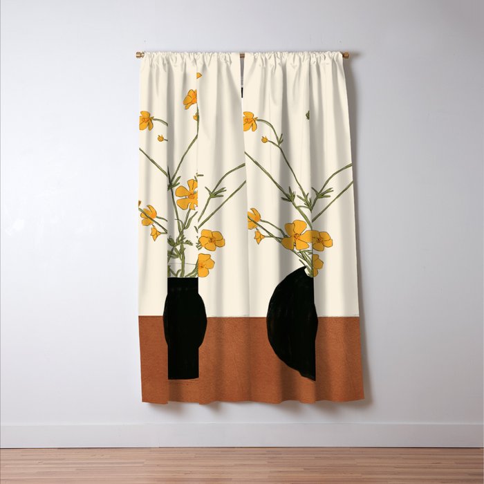 Blooming Wildflowers Yellow 2 Window Curtain Gallery Image 3
