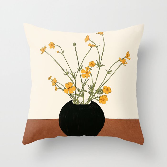 Blooming Wildflowers Yellow 2 Throw Pillow Gallery Image 6