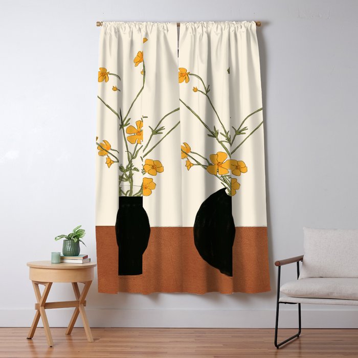 Blooming Wildflowers Yellow 2 Window Curtain Gallery Image 5