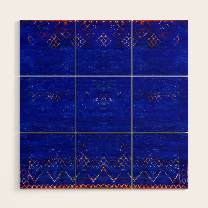 -A5- Royal Calm Blue Bohemian Moroccan Artwork. Wood Wall Art Gallery Image 1