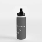 Gemini Zodiac Star Constellation Line Art Grey Water Bottle Gallery Image 2