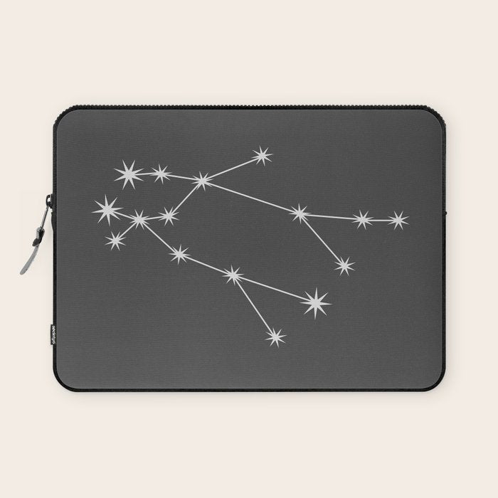 Gemini Zodiac Star Constellation Line Art Grey Laptop Sleeve Gallery Image 1