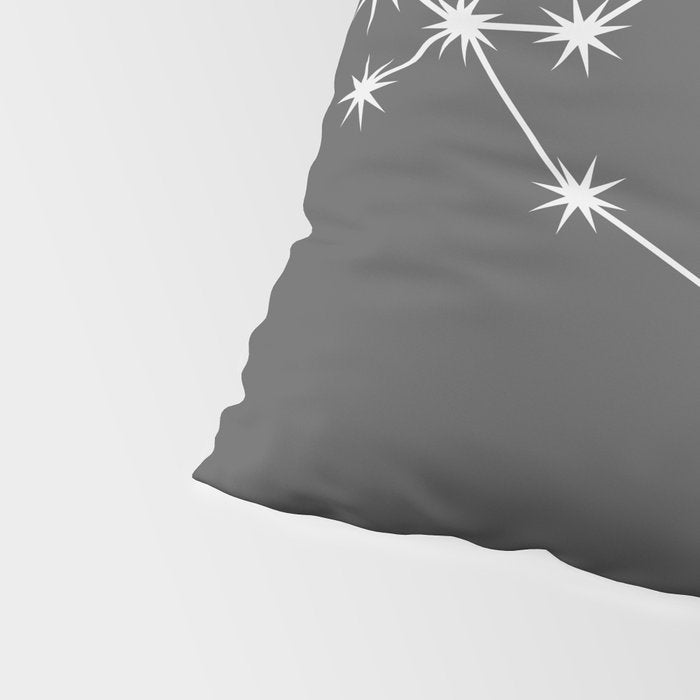 Gemini Zodiac Star Constellation Line Art Grey Pillow Sham Gallery Image 4