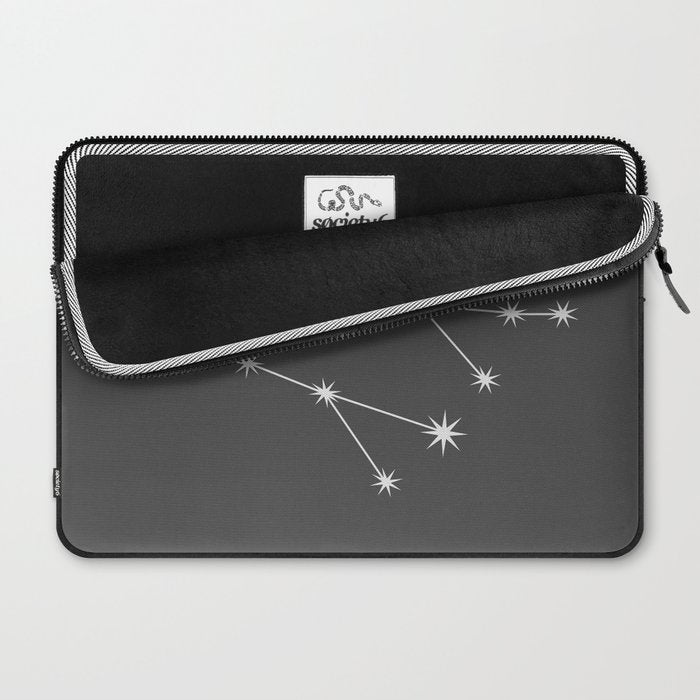 Gemini Zodiac Star Constellation Line Art Grey Laptop Sleeve Gallery Image 2