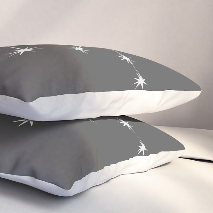 Gemini Zodiac Star Constellation Line Art Grey Pillow Sham Gallery Image 3