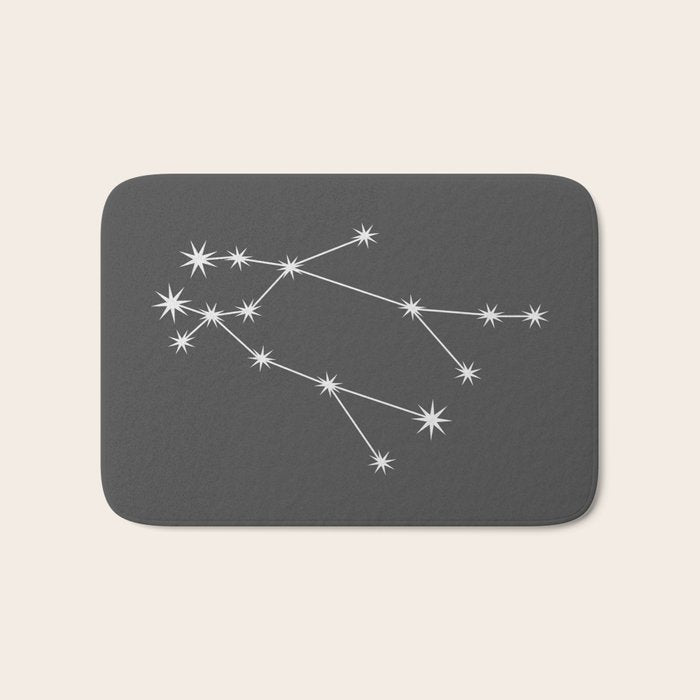 Gemini Zodiac Star Constellation Line Art Grey Bath Mat Gallery Image 1