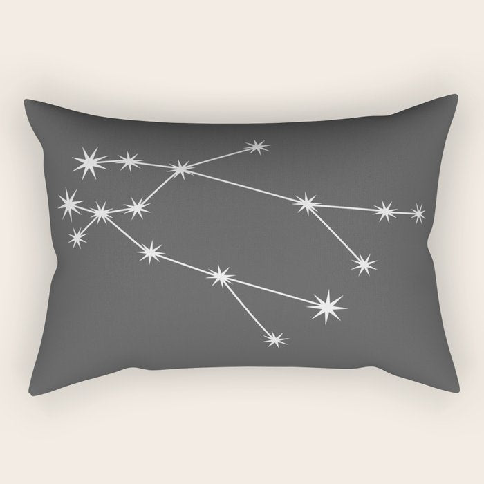 Gemini Zodiac Star Constellation Line Art Grey Rectangular Pillow Gallery Image 1