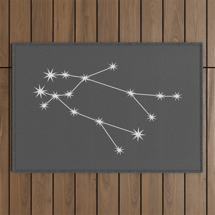 Gemini Zodiac Star Constellation Line Art Grey Outdoor Rug Gallery Image 1