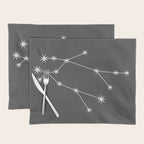 Gemini Zodiac Star Constellation Line Art Grey Placemat Gallery Image 1