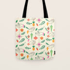 Tree Trimming Hands and Retro Ornaments Tote Bag Gallery Image 1