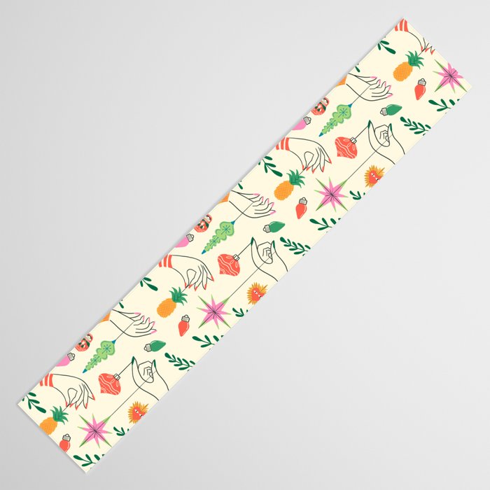 Tree Trimming Hands and Retro Ornaments Table Runner Gallery Image 3
