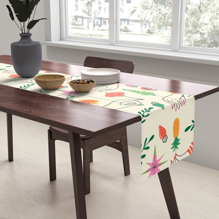 Tree Trimming Hands and Retro Ornaments Table Runner Gallery Image 2