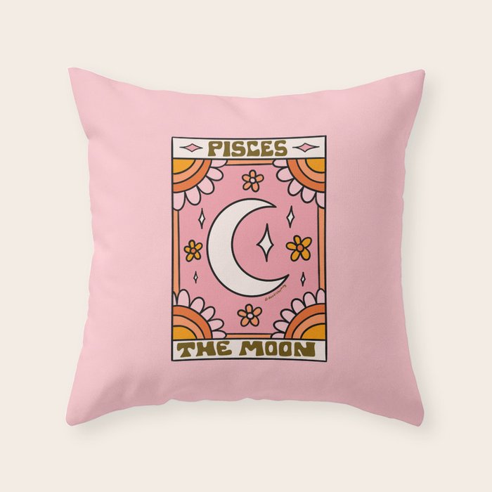 Pisces Tarot Card Throw Pillow Gallery Image 1