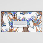 Floral Moose - Blue Flowers Desk Mat Gallery Image 1
