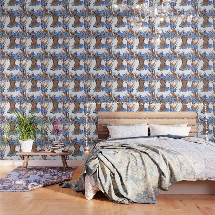 Floral Moose - Blue Flowers Wallpaper Gallery Image 3