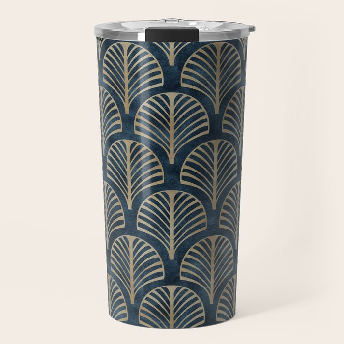 Art Deco, Decorative Fan Leaves Travel Mug Gallery Image 1