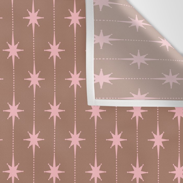 Midcentury Stars and Dots Atomic Pattern in Mocha and Pink Wall Tapestry Gallery Image 3
