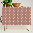 Midcentury Stars and Dots Atomic Pattern in Mocha and Pink Credenza Gallery Image 1
